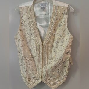 Embroidered Cream Silk Vest